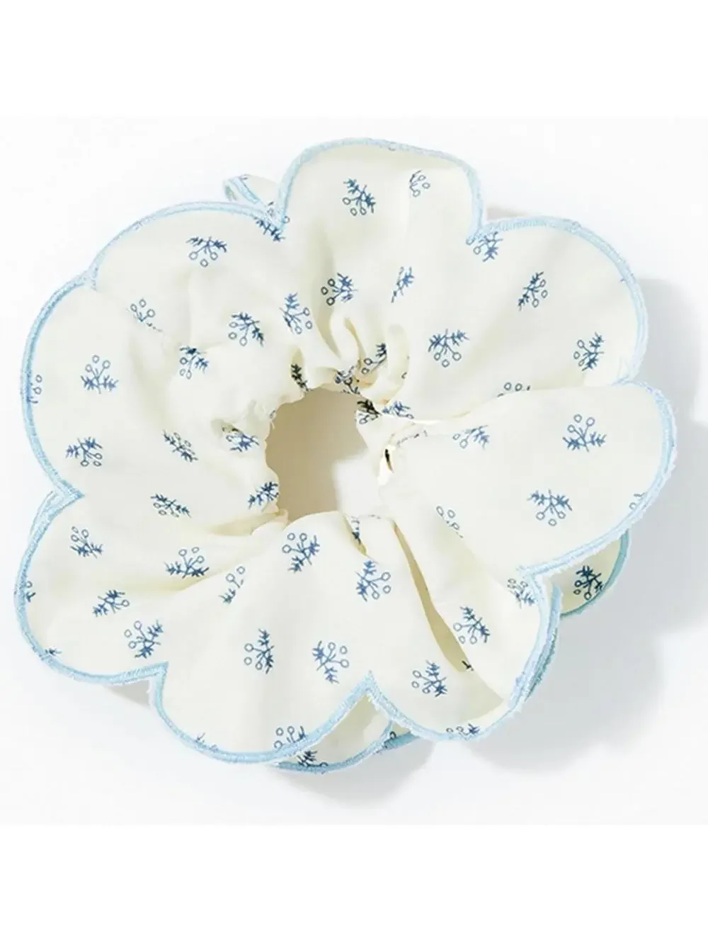 Pacsun Set of 2 Ditsy Floral Eyelet Hair Scrunchie NWT Cream Blue